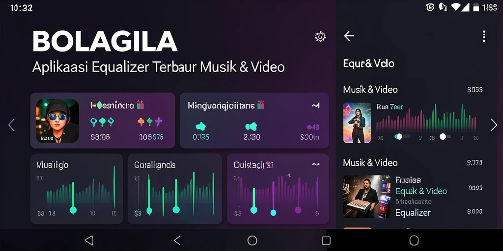 Tampilan antarmuka pengguna BOLAGILA dengan fungsionalitas Equalizer yang mudah diakses.