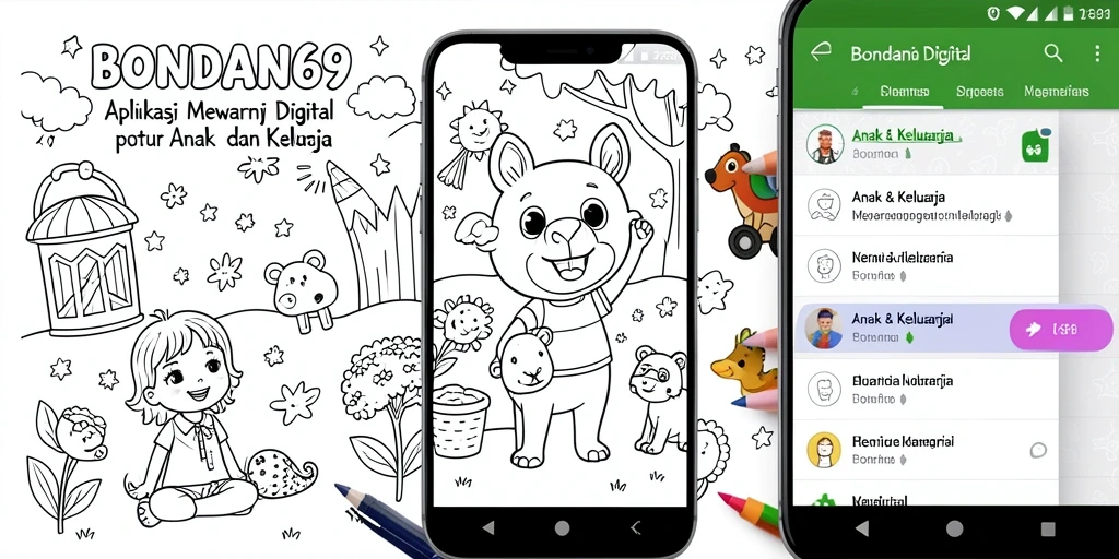 Tampilan aplikasi BONDAN69 dengan berbagai gambar untuk diwarnai.