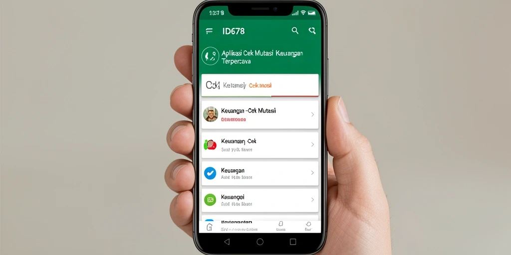 Antarmuka intuitif aplikasi Cek Mutasi ID678 yang memudahkan pengguna.