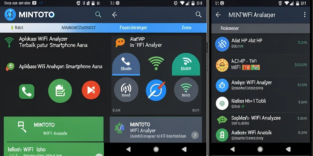 Tampilan antarmuka aplikasi MINTOTO sebagai WiFi Analyzer yang intuitif.