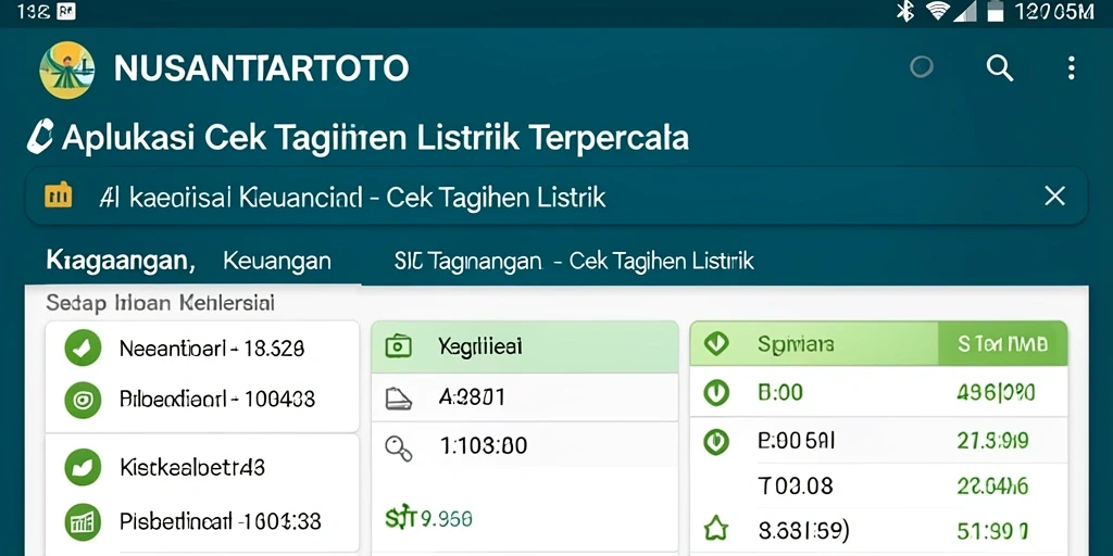 Tampilan antarmuka aplikasi Cek Tagihan Listrik NUSANTARATOTO yang modern.