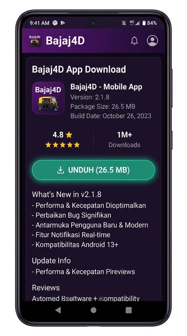 Tampilan halaman APK bajaj4d