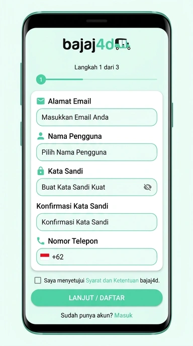 Tampilan halaman daftar bajaj4d