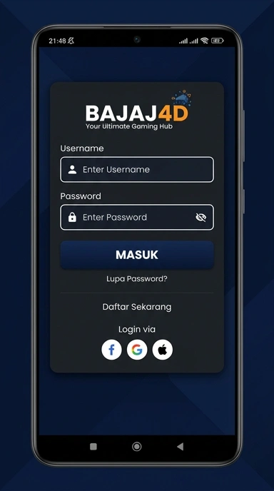 Tampilan halaman login bajaj4d